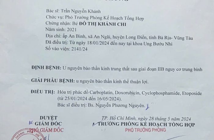 Một trong rất nhiều hồ sơ bệnh án của con